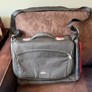 Tumi T3 Messenger bag with red accents